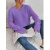 imageSweatyRocks Womens Casual Heart Print Round Neck Drop Shoulder Long Sleeve Knitted Pullover Sweater TopPurple