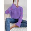 imageSweatyRocks Womens Casual Heart Print Round Neck Drop Shoulder Long Sleeve Knitted Pullover Sweater TopPurple