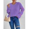 imageSweatyRocks Womens Casual Heart Print Round Neck Drop Shoulder Long Sleeve Knitted Pullover Sweater TopPurple