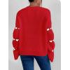 imageSweatyRocks Womens Casual Heart Print Round Neck Drop Shoulder Long Sleeve Knitted Pullover Sweater TopRed