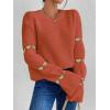 imageSweatyRocks Womens Casual Heart Print Round Neck Drop Shoulder Long Sleeve Knitted Pullover Sweater TopRust Brown