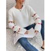 imageSweatyRocks Womens Casual Heart Print Round Neck Drop Shoulder Long Sleeve Knitted Pullover Sweater TopWhite