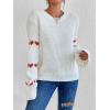 imageSweatyRocks Womens Casual Heart Print Round Neck Drop Shoulder Long Sleeve Knitted Pullover Sweater TopWhite
