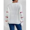 imageSweatyRocks Womens Casual Heart Print Round Neck Drop Shoulder Long Sleeve Knitted Pullover Sweater TopWhite