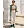 imageSweatyRocks Womens Casual Long Sleeve Ribbed Knit Top Open Front Cropped Cardigan SweaterGreen