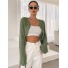 imageSweatyRocks Womens Casual Long Sleeve Ribbed Knit Top Open Front Cropped Cardigan SweaterGreen