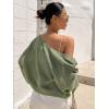 imageSweatyRocks Womens Casual Long Sleeve Ribbed Knit Top Open Front Cropped Cardigan SweaterGreen