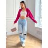 imageSweatyRocks Womens Casual Long Sleeve Ribbed Knit Top Open Front Cropped Cardigan SweaterHot Pink