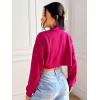 imageSweatyRocks Womens Casual Long Sleeve Ribbed Knit Top Open Front Cropped Cardigan SweaterHot Pink
