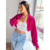 imageSweatyRocks Womens Casual Long Sleeve Ribbed Knit Top Open Front Cropped Cardigan SweaterHot Pink
