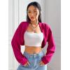 imageSweatyRocks Womens Casual Long Sleeve Ribbed Knit Top Open Front Cropped Cardigan SweaterHot Pink