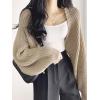 imageSweatyRocks Womens Casual Long Sleeve Ribbed Knit Top Open Front Cropped Cardigan SweaterKhaki