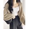 imageSweatyRocks Womens Casual Long Sleeve Ribbed Knit Top Open Front Cropped Cardigan SweaterKhaki