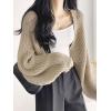 imageSweatyRocks Womens Casual Long Sleeve Ribbed Knit Top Open Front Cropped Cardigan SweaterKhaki