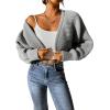 imageSweatyRocks Womens Casual Long Sleeve Ribbed Knit Top Open Front Cropped Cardigan SweaterLight Grey