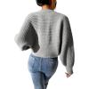 imageSweatyRocks Womens Casual Long Sleeve Ribbed Knit Top Open Front Cropped Cardigan SweaterLight Grey