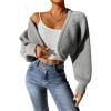 imageSweatyRocks Womens Casual Long Sleeve Ribbed Knit Top Open Front Cropped Cardigan SweaterLight Grey