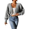 imageSweatyRocks Womens Casual Long Sleeve Ribbed Knit Top Open Front Cropped Cardigan SweaterLight Grey