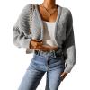 imageSweatyRocks Womens Casual Long Sleeve Ribbed Knit Top Open Front Cropped Cardigan SweaterLight Grey