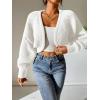 imageSweatyRocks Womens Casual Long Sleeve Ribbed Knit Top Open Front Cropped Cardigan SweaterWhite