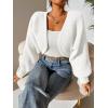 imageSweatyRocks Womens Casual Long Sleeve Ribbed Knit Top Open Front Cropped Cardigan SweaterWhite