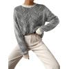 imageSweatyRocks Womens Casual Long Sleeve Round Neck Top Drop Shoulder Pattern Cable Knit Pullover SweaterBlack White