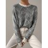imageSweatyRocks Womens Casual Long Sleeve Round Neck Top Drop Shoulder Pattern Cable Knit Pullover SweaterBlack White