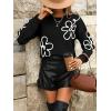 imageSweatyRocks Womens Casual Long Sleeve Round Neck Top Drop Shoulder Pattern Cable Knit Pullover SweaterBlack and White