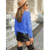 imageSweatyRocks Womens Casual Long Sleeve Round Neck Top Drop Shoulder Pattern Cable Knit Pullover SweaterBlue Floral