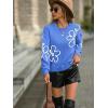 imageSweatyRocks Womens Casual Long Sleeve Round Neck Top Drop Shoulder Pattern Cable Knit Pullover SweaterBlue Floral