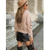 imageSweatyRocks Womens Casual Long Sleeve Round Neck Top Drop Shoulder Pattern Cable Knit Pullover SweaterDusty Pink