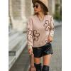 imageSweatyRocks Womens Casual Long Sleeve Round Neck Top Drop Shoulder Pattern Cable Knit Pullover SweaterDusty Pink