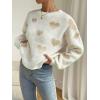imageSweatyRocks Womens Casual Long Sleeve Round Neck Top Drop Shoulder Pattern Cable Knit Pullover SweaterKhaki