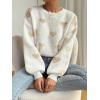 imageSweatyRocks Womens Casual Long Sleeve Round Neck Top Drop Shoulder Pattern Cable Knit Pullover SweaterKhaki
