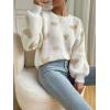 imageSweatyRocks Womens Casual Long Sleeve Round Neck Top Drop Shoulder Pattern Cable Knit Pullover SweaterKhaki