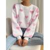 imageSweatyRocks Womens Casual Long Sleeve Round Neck Top Drop Shoulder Pattern Cable Knit Pullover SweaterPink
