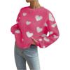 imageSweatyRocks Womens Casual Long Sleeve Round Neck Top Drop Shoulder Pattern Cable Knit Pullover SweaterPink White