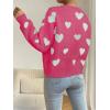 imageSweatyRocks Womens Casual Long Sleeve Round Neck Top Drop Shoulder Pattern Cable Knit Pullover SweaterPink White