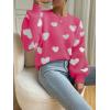 imageSweatyRocks Womens Casual Long Sleeve Round Neck Top Drop Shoulder Pattern Cable Knit Pullover SweaterPink White