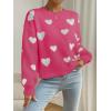 imageSweatyRocks Womens Casual Long Sleeve Round Neck Top Drop Shoulder Pattern Cable Knit Pullover SweaterPink White