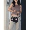 imageSweatyRocks Womens Casual Pattern Y2K Flap Handle Shoulder Bag Mini Chain Handbags PursesBlack and Pink