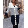 imageSweatyRocks Womens Color Block Button Front V Neck Long Sleeve Cardigan Soft Knit Long Coat SweaterBlack and White