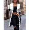 imageSweatyRocks Womens Color Block Button Front V Neck Long Sleeve Cardigan Soft Knit Long Coat SweaterBlack and White