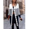 imageSweatyRocks Womens Color Block Button Front V Neck Long Sleeve Cardigan Soft Knit Long Coat SweaterBlack and White