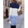 imageSweatyRocks Womens Color Block Button Front V Neck Long Sleeve Cardigan Soft Knit Long Coat SweaterBlue and White