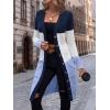 imageSweatyRocks Womens Color Block Button Front V Neck Long Sleeve Cardigan Soft Knit Long Coat SweaterBlue and White