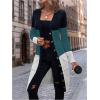 imageSweatyRocks Womens Color Block Button Front V Neck Long Sleeve Cardigan Soft Knit Long Coat SweaterGreen and Black