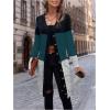 imageSweatyRocks Womens Color Block Button Front V Neck Long Sleeve Cardigan Soft Knit Long Coat SweaterGreen and Black