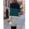 imageSweatyRocks Womens Color Block Button Front V Neck Long Sleeve Cardigan Soft Knit Long Coat SweaterGreen and Black