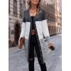 imageSweatyRocks Womens Color Block Button Front V Neck Long Sleeve Cardigan Soft Knit Long Coat SweaterMulticolor